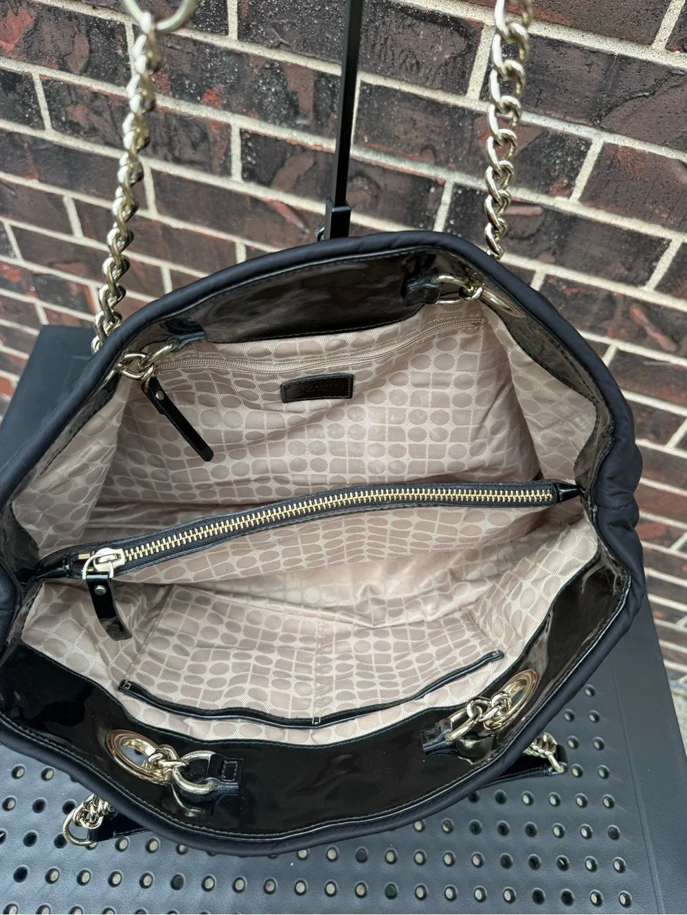 Kate Spade Lindenwood Elena Black Nylon Chain Tote WKRU1319